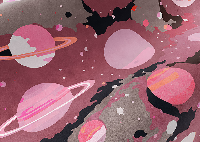 Interstellar, Nebula Pink - Motorised Roman Blind - Image 4